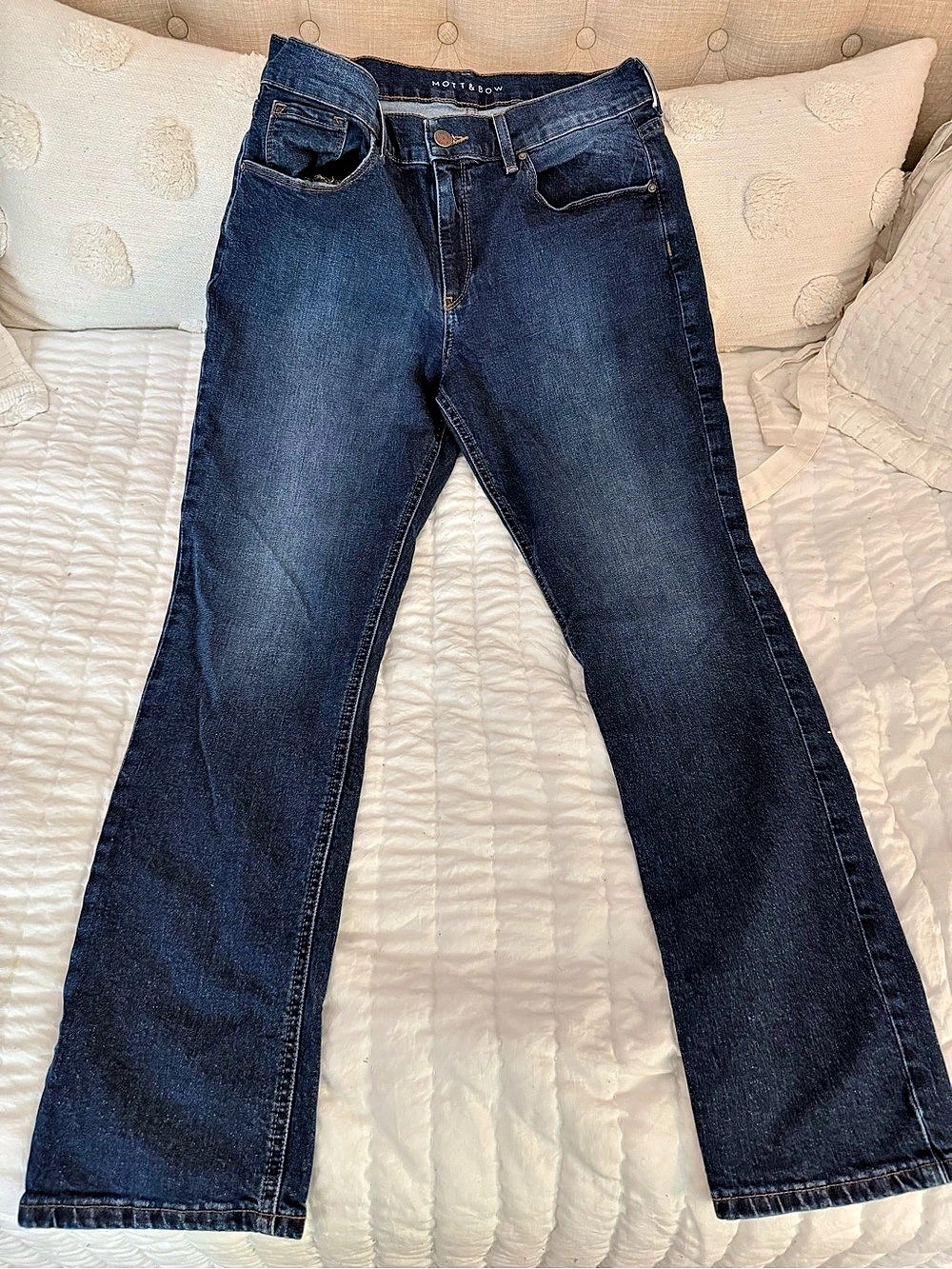 Mott & Bow Boyfriend Jeans Womens 29x30 Ridge Dark Wash Stretch Denim